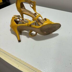 Nine West Yellow Strappy High Heel Sandals